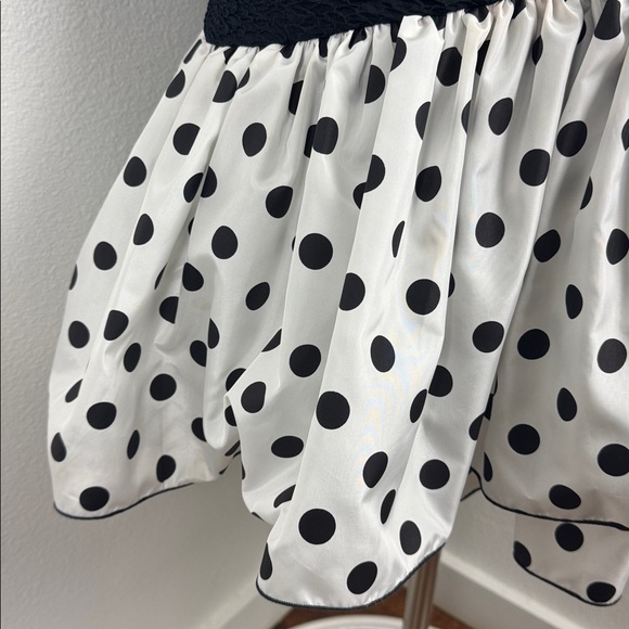 Vintage Darcy Union Made 80s Black and White Polka Dot Party Dress, Sz 9/10 - Picture 6 of 14